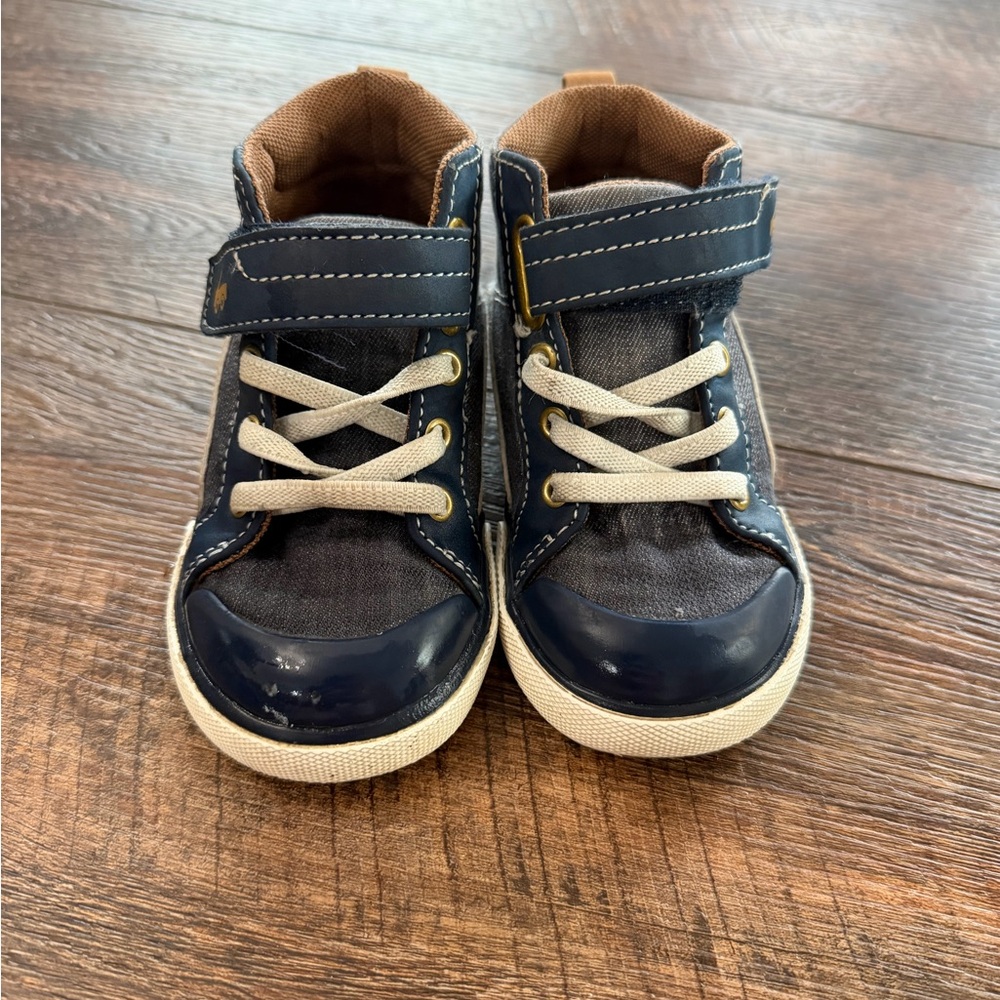 See Kai Run Navy and Cream High-Top Baby Sneakers